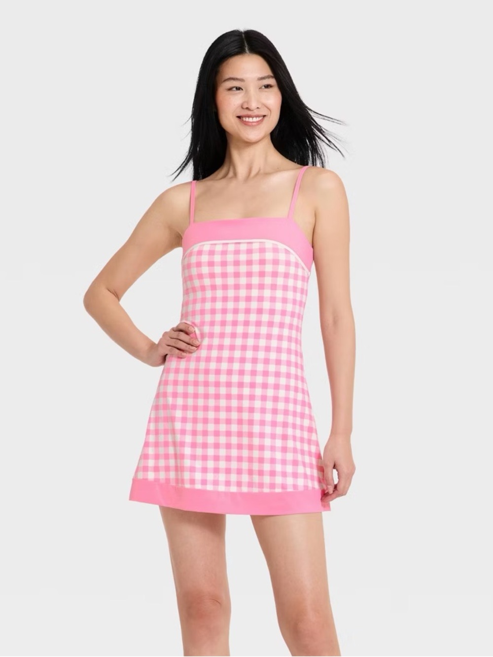 Women's Everyday Soft Active Court Dress - All In Motion Pink Gingham M